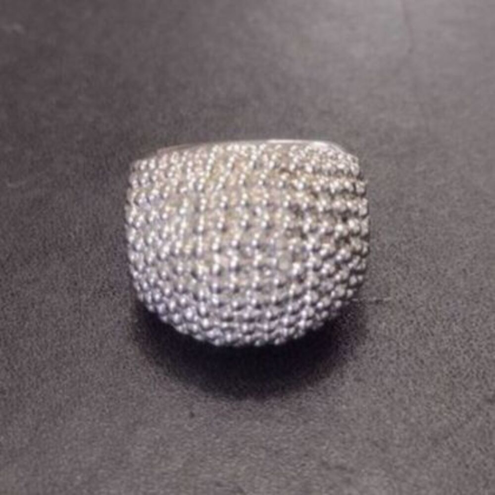 Big Honking Silver Tone Textured Ring Size 7.75 Dome